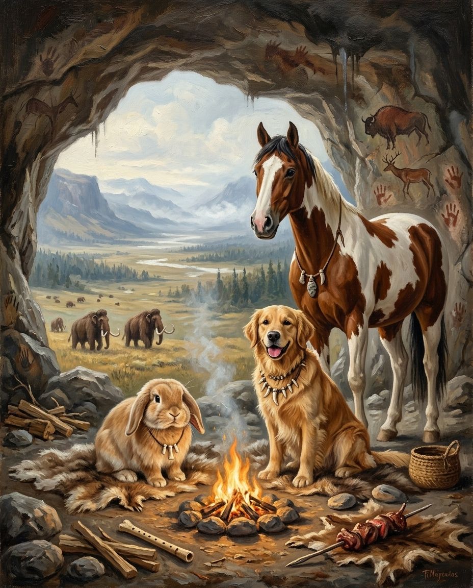 Cave Family – Evcil Dostlar kişiye özel portre tasarım örneği