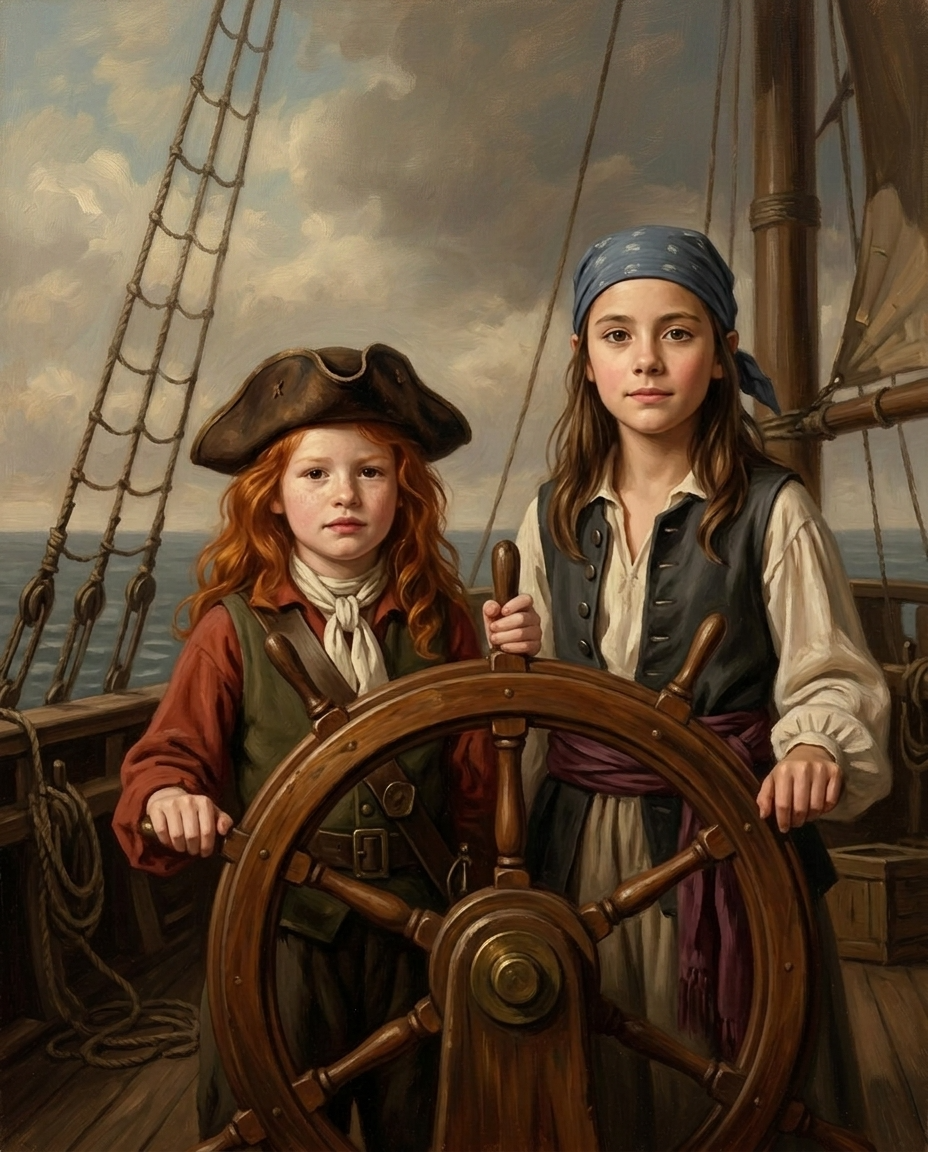 Wild Pirates – Kız Kardeşler kişiye özel portre tasarım örneği