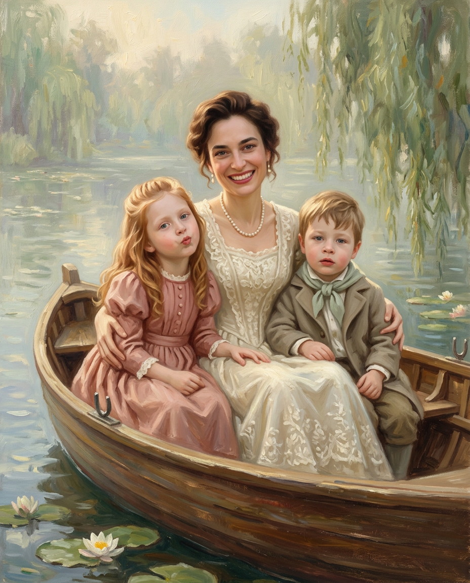 Lilly boat – Anne ve Çocuklar kişiye özel portre tasarım örneği