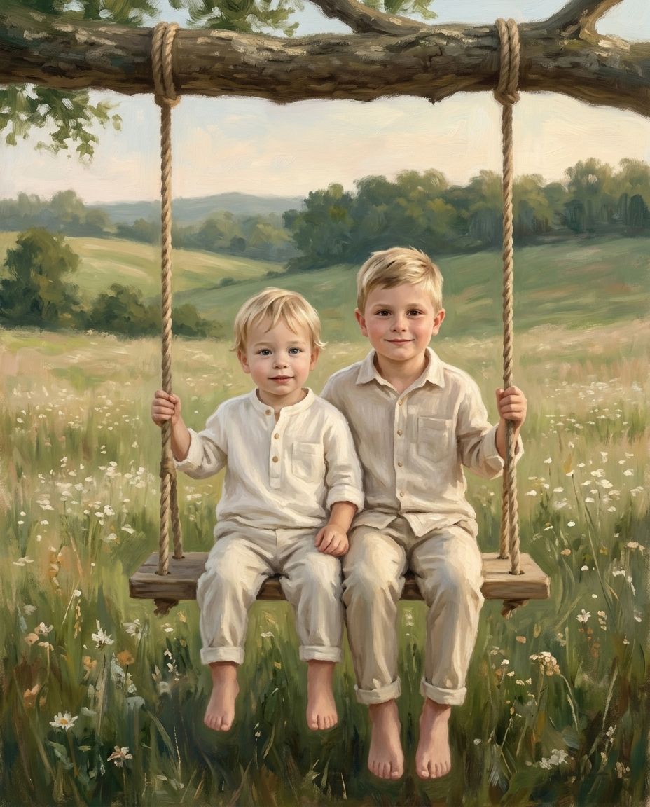 Memory Swing – Erkek Kardeşler kişiye özel portre tasarım örneği