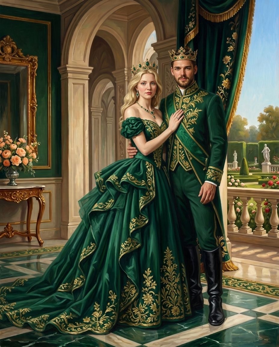 Emerald Imperials – Çift kişiye özel portre tasarım örneği