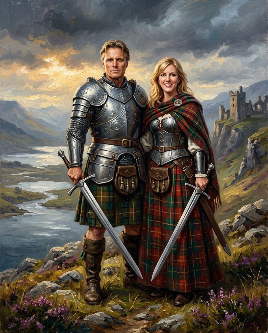 Highland Warrior – Çift kişiye özel portre tasarım örneği