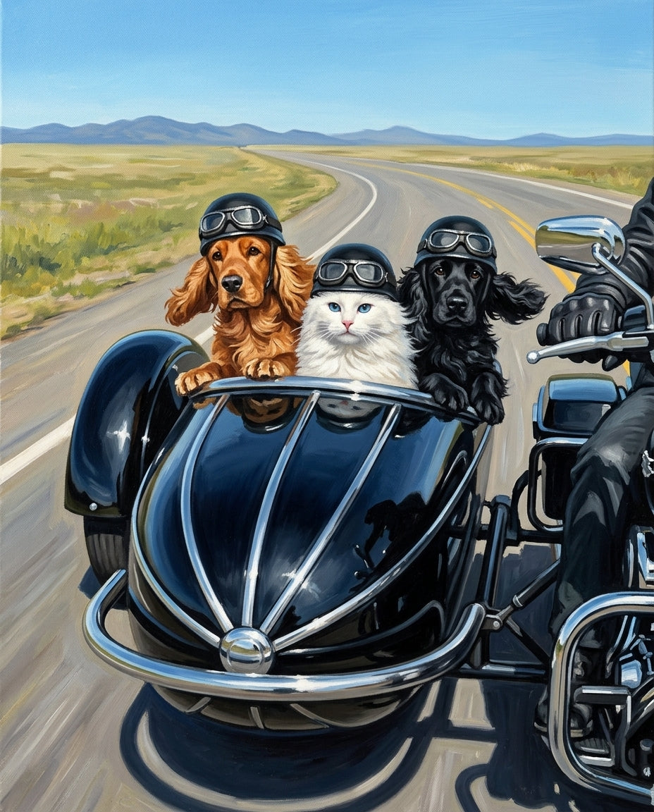 Bikers – Evcil Dostlar kişiye özel portre tasarım örneği