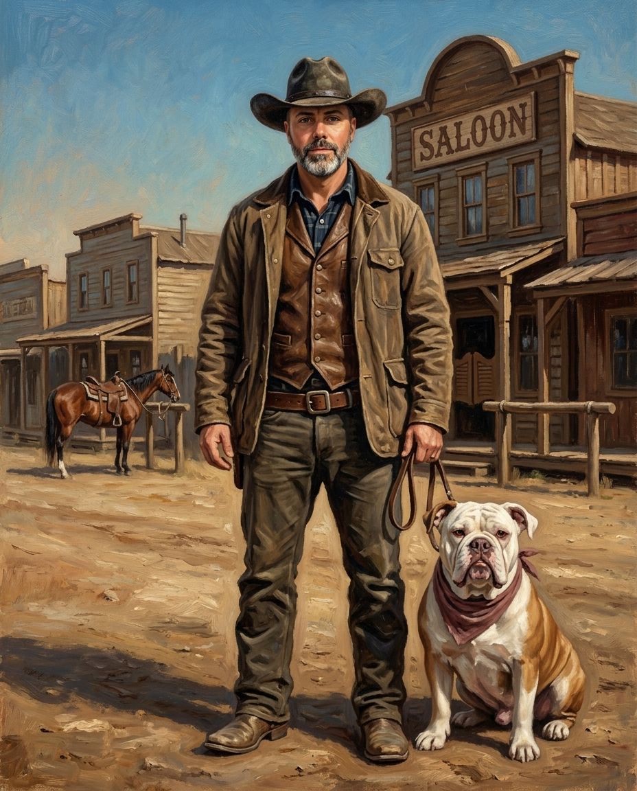 The Saloon – Erkek ve Evcil Dost kişiye özel portre tasarım örneği