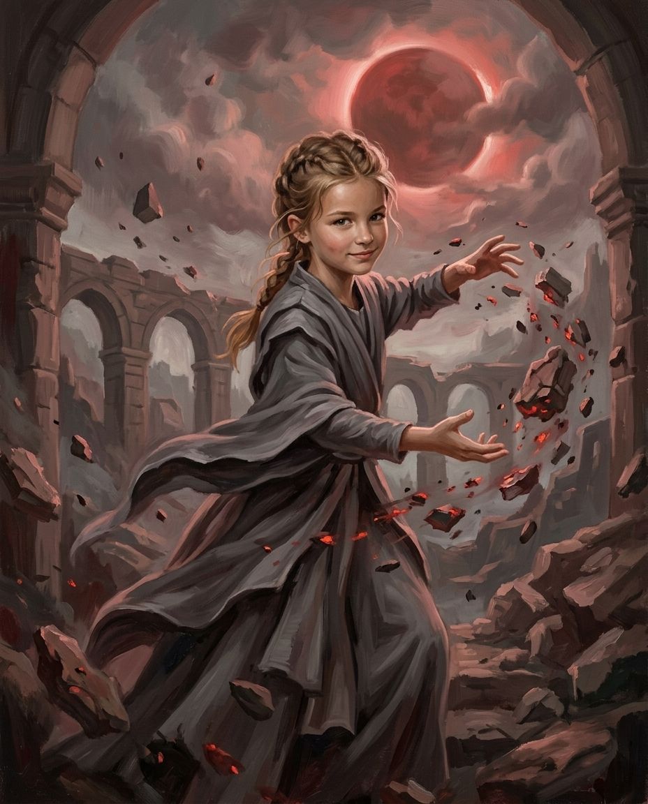 Crimson Ascension – Çocuk kişiye özel portre tasarım örneği