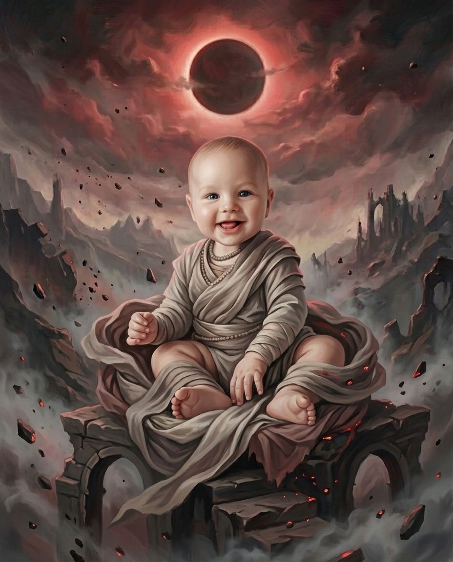 Crimson Ascension – Bebek kişiye özel portre tasarım örneği