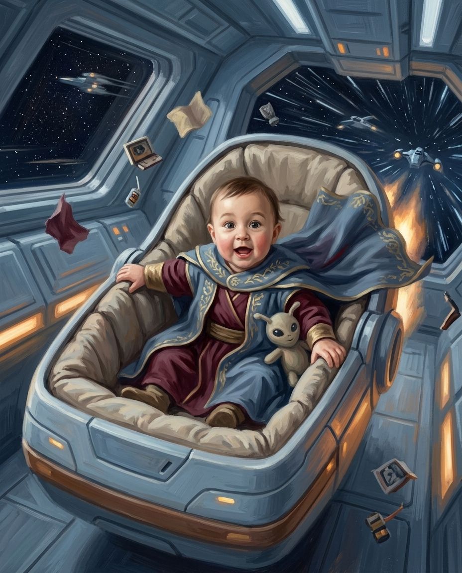 Galactic Guardian – Bebek kişiye özel portre tasarım örneği