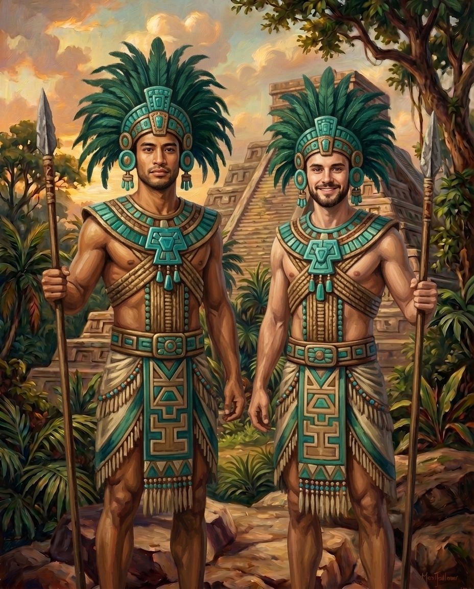 Aztecs – Erkek Çift kişiye özel portre tasarım örneği