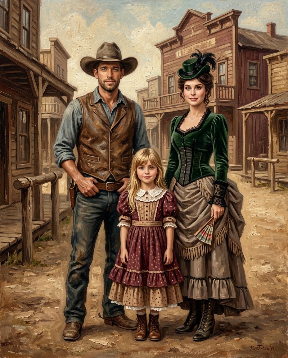 The Saloon – Anne Baba ve Çocuk kişiye özel portre tasarım örneği