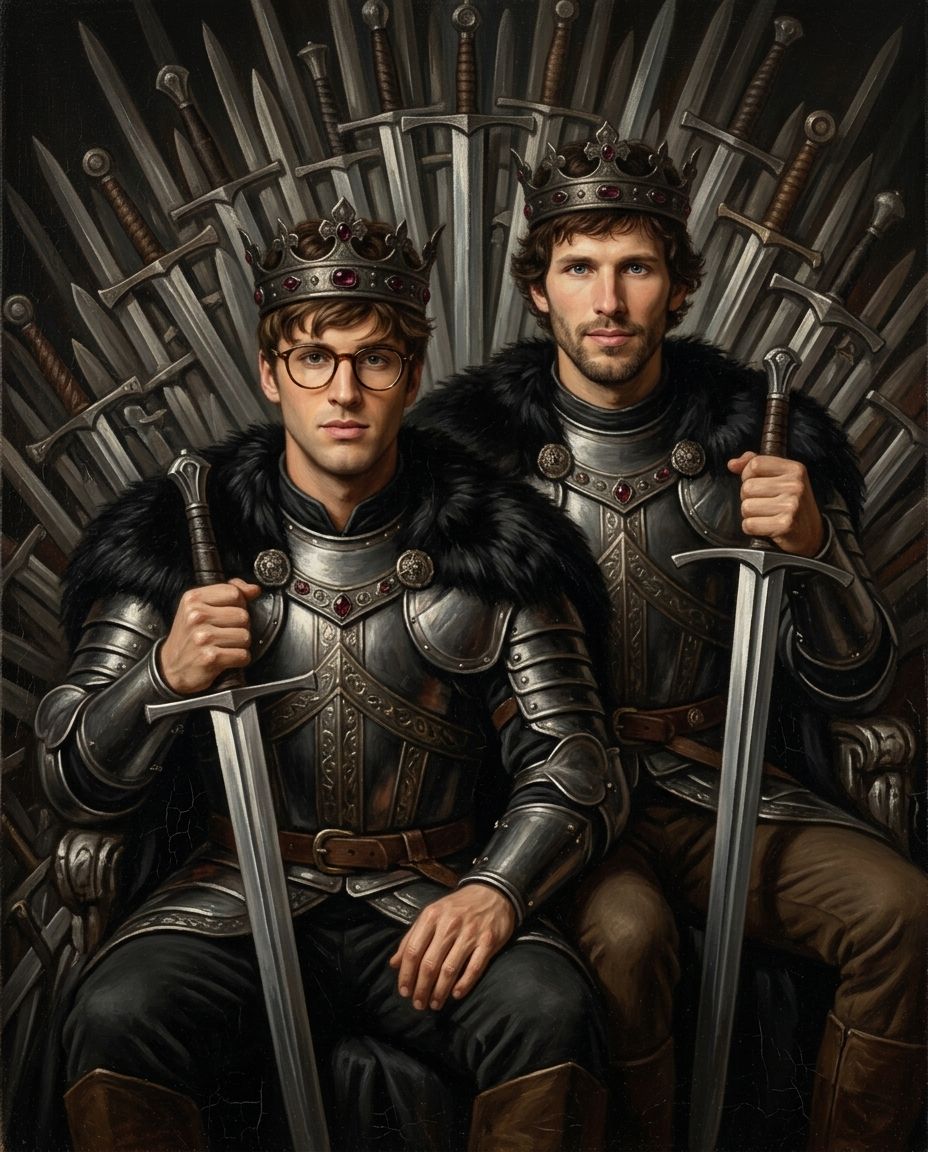 Royals of the North – Yetişkin Erkek Kardeşler kişiye özel portre tasarım örneği