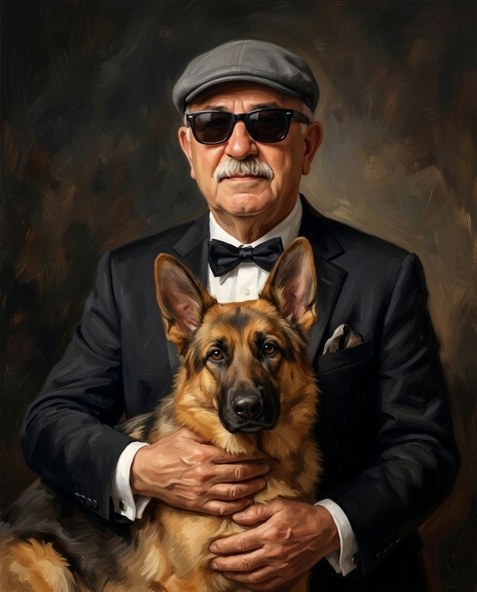 The Icon – Erkek ve Evcil Dost kişiye özel portre tasarım örneği