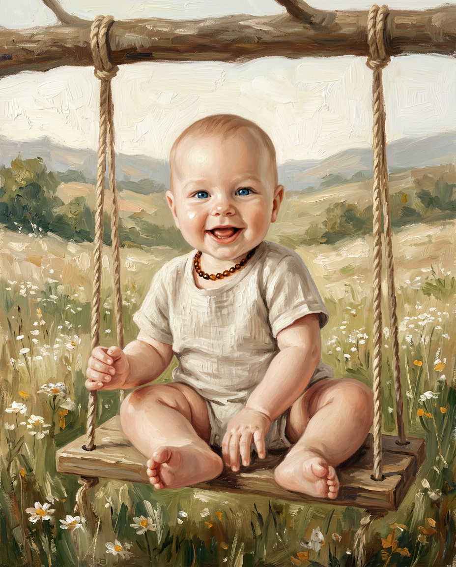 Memory Swing – Bebek kişiye özel portre tasarım örneği