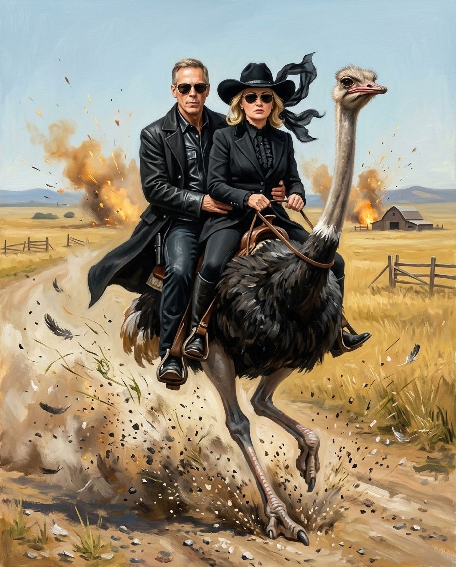 Ostrich Outlaw – Kardeşler kişiye özel portre tasarım örneği