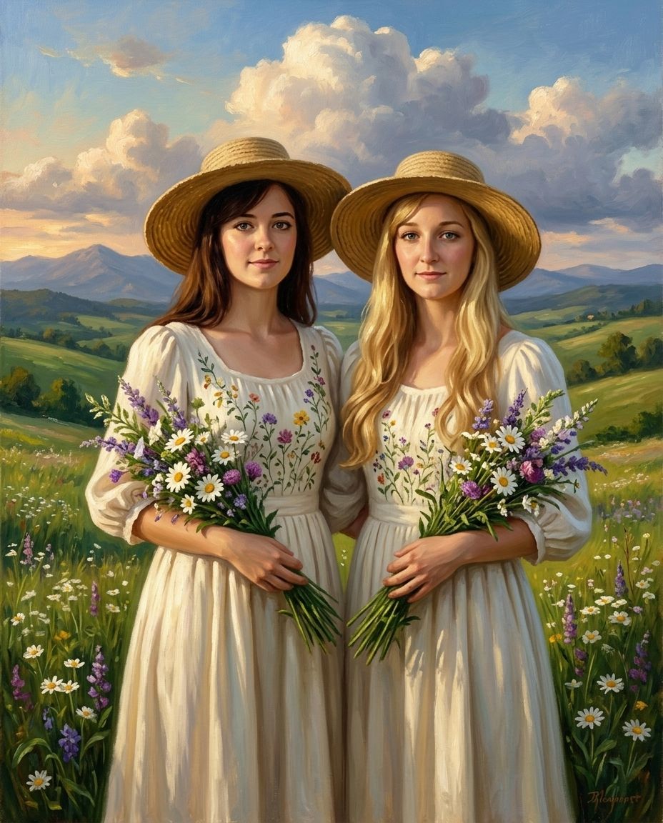 Meadow Muse – Kadın Çift kişiye özel portre tasarım örneği