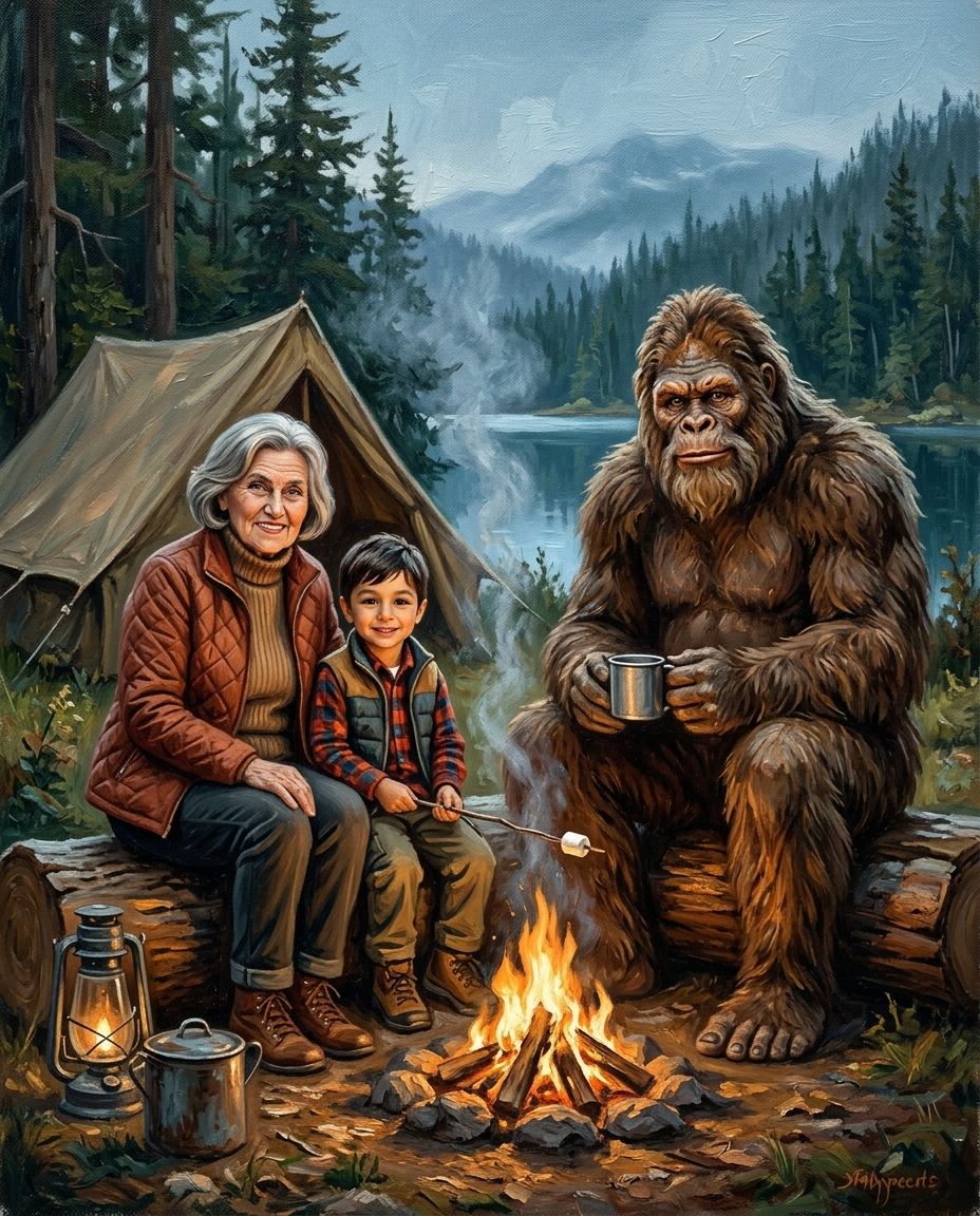 Big Foot – Büyükanne ve Torunlar kişiye özel portre tasarım örneği