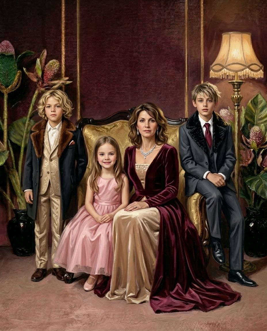 Dynasty – Anne ve Çocuklar kişiye özel portre tasarım örneği