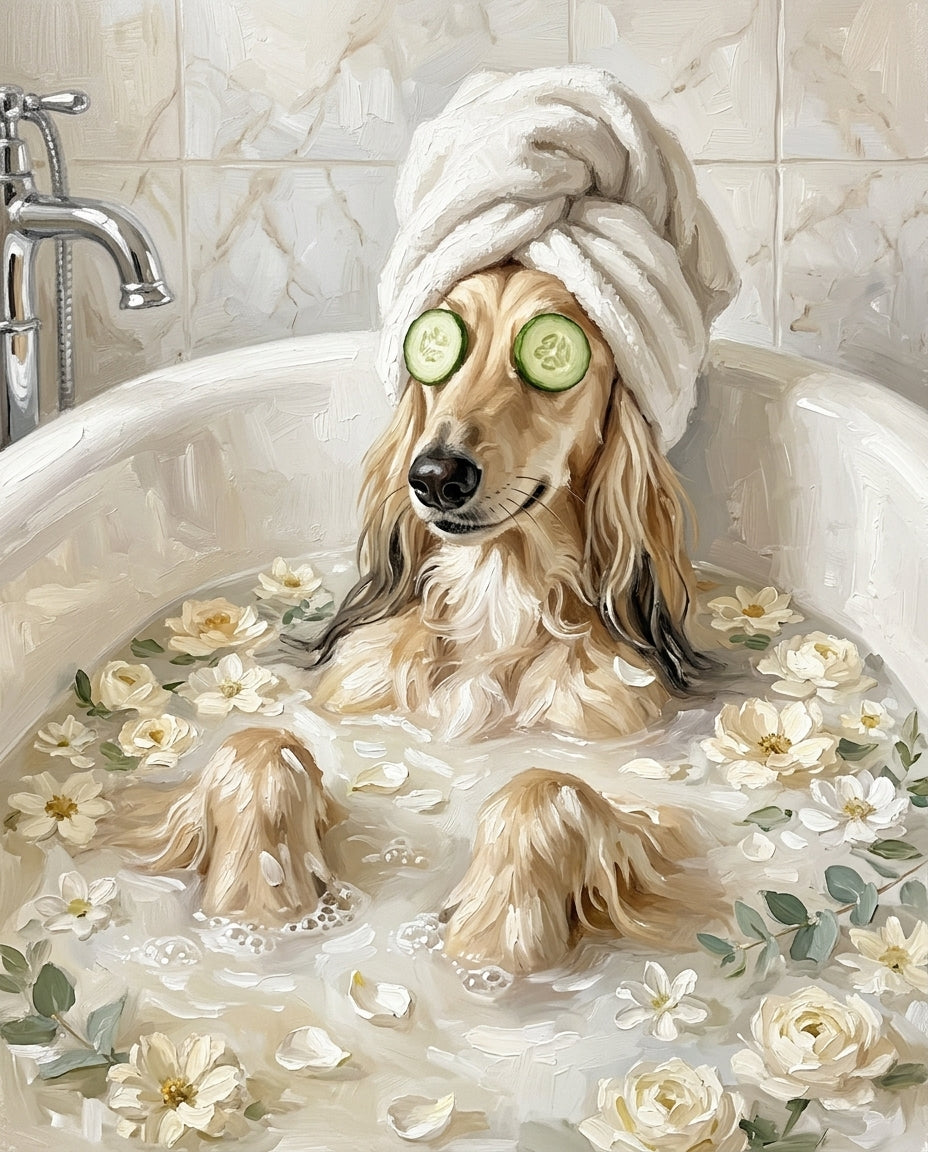 Spa Day – Evcil Hayvan kişiye özel portre tasarım örneği