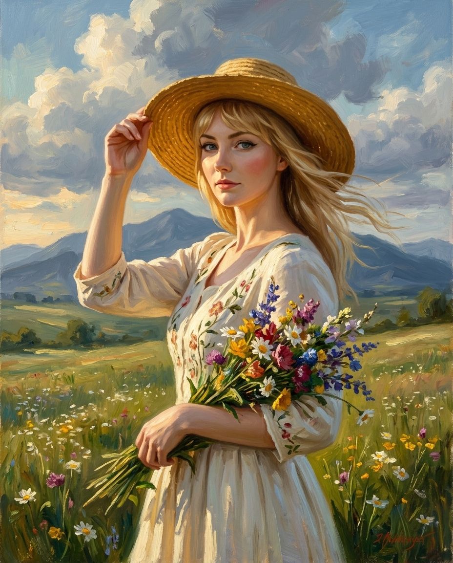 Meadow Muse – Kadın kişiye özel portre tasarım örneği