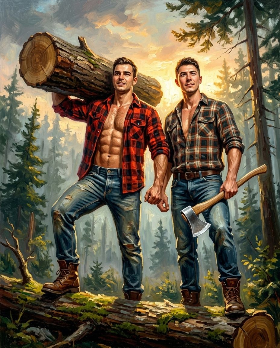 Lumberjack – Erkek Çift kişiye özel portre tasarım örneği