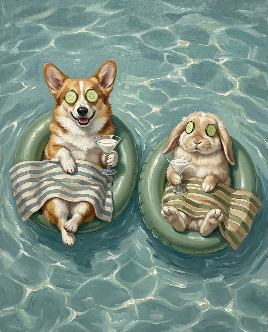 Lazy Float – Evcil Dostlar kişiye özel portre tasarım örneği