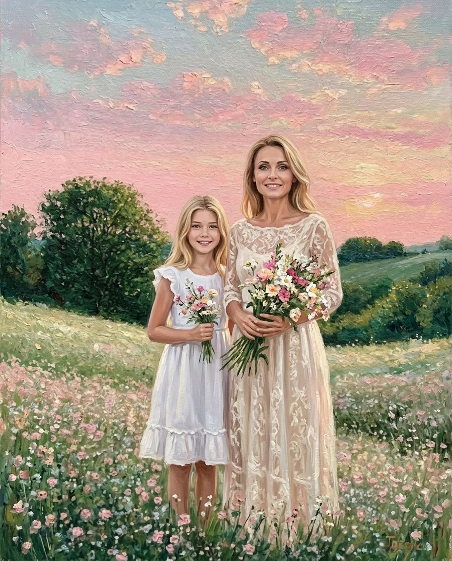Velvet Grace – Anne ve Çocuklar kişiye özel portre tasarım örneği