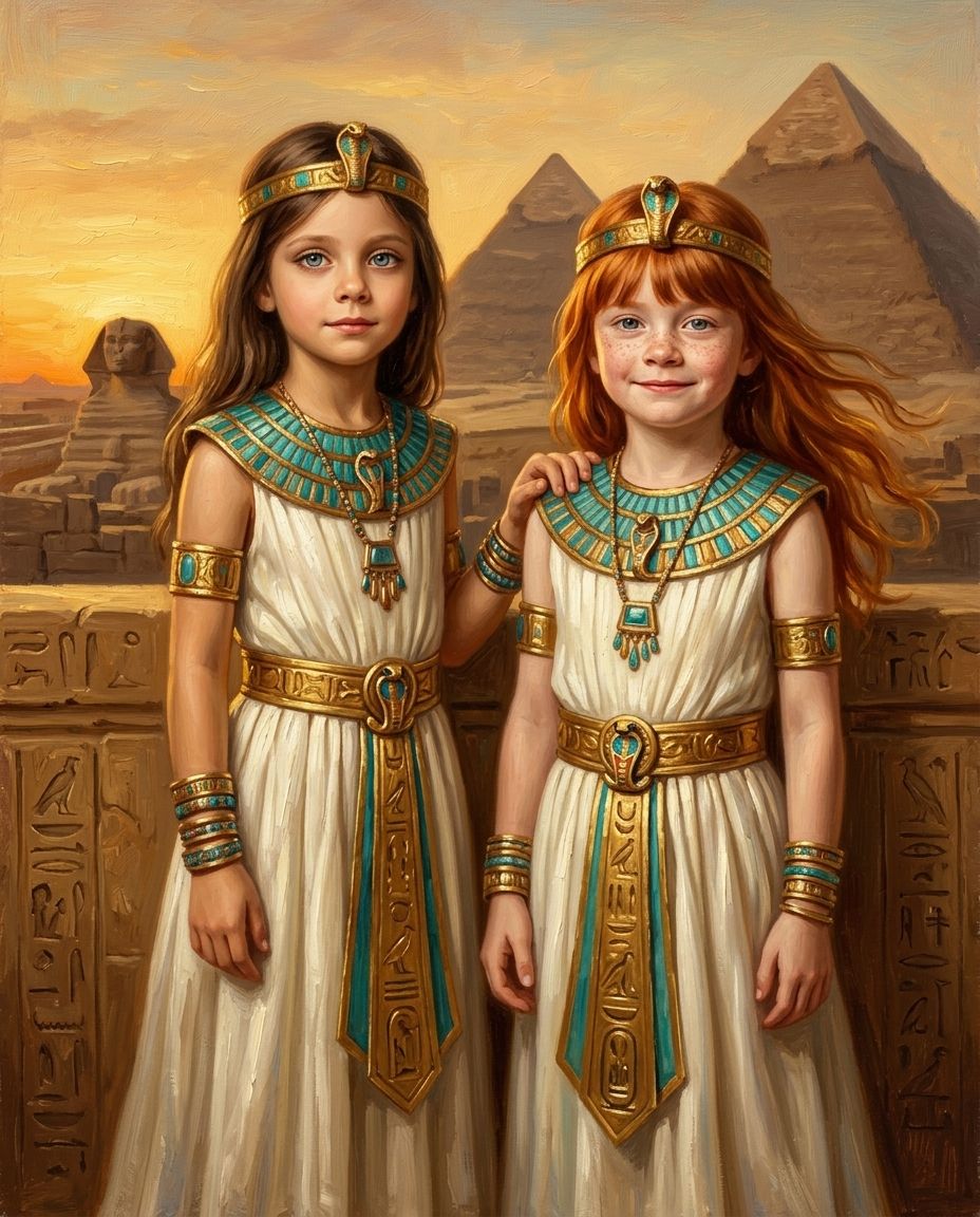 Ancient Rulers – Kız Kardeşler kişiye özel portre tasarım örneği