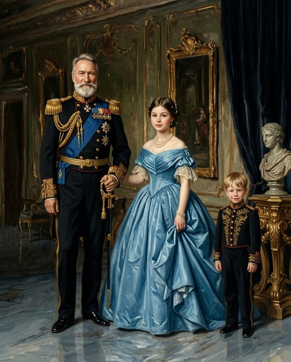 Sapphire Monarchs – Büyükbaba ve Torunlar kişiye özel portre tasarım örneği