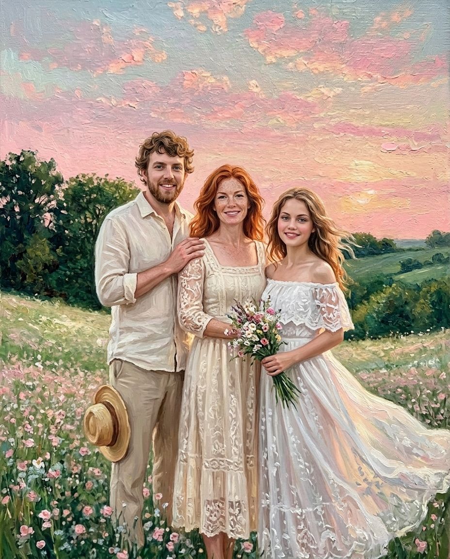 Blossom Grace – Anne Baba ve Çocuk kişiye özel portre tasarım örneği