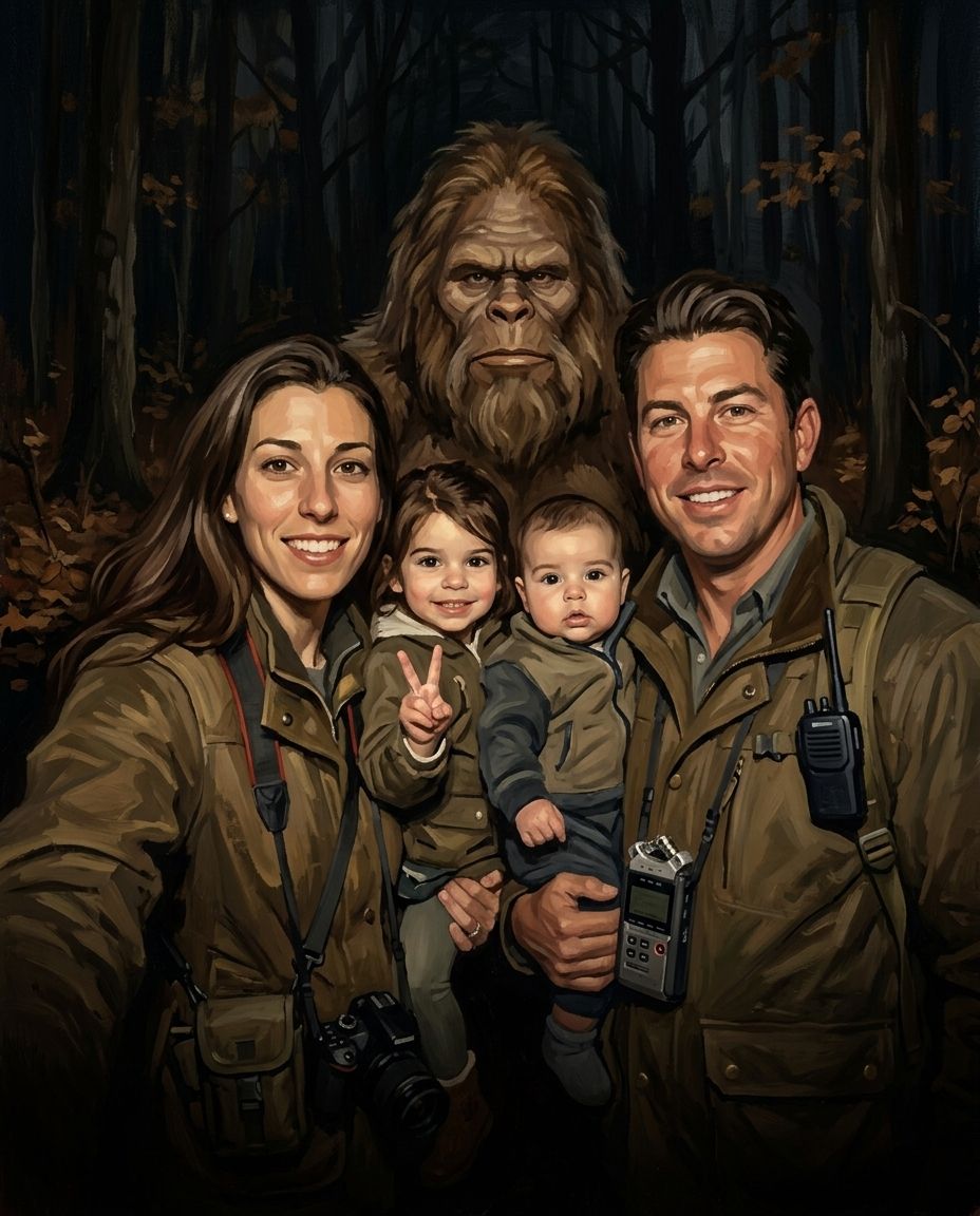 Sasquatch – Anne Baba ve Çocuk kişiye özel portre tasarım örneği