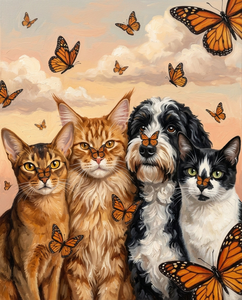 Butterfly Dreams – Evcil Dostlar kişiye özel portre tasarım örneği