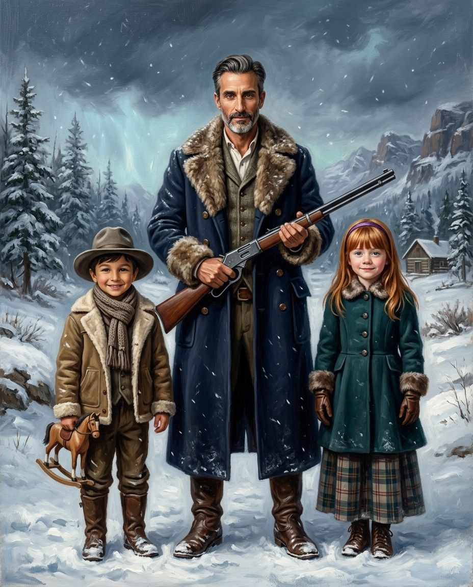 Northern Range – Baba ve Çocuklar kişiye özel portre tasarım örneği