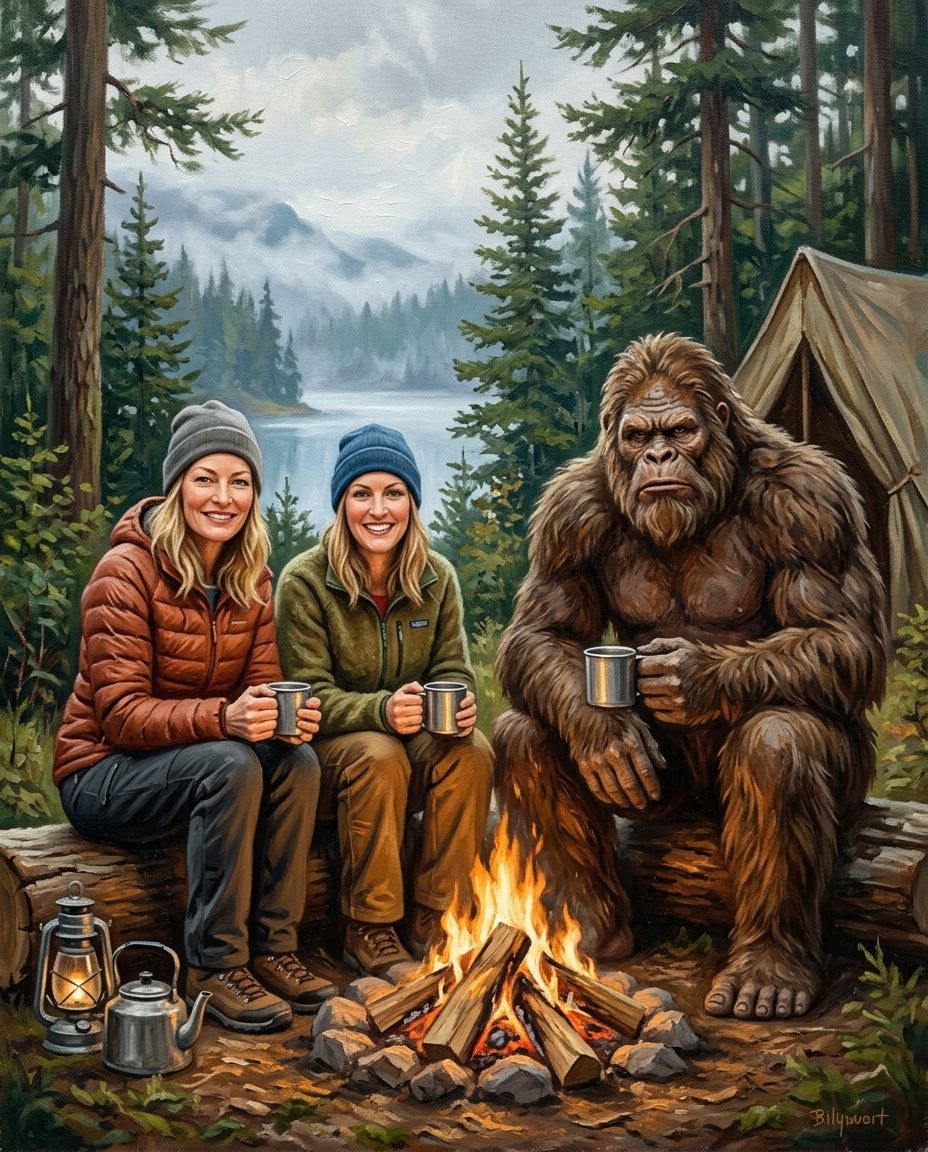 Big Foot – Yetişkin Kız Kardeşler kişiye özel portre tasarım örneği