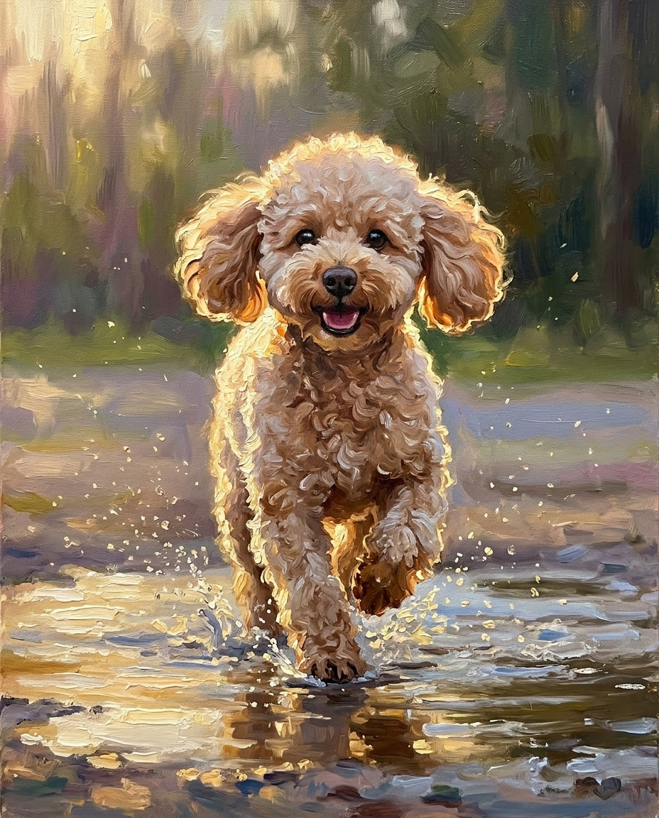 Puddle Fun – Evcil Hayvan kişiye özel portre tasarım örneği