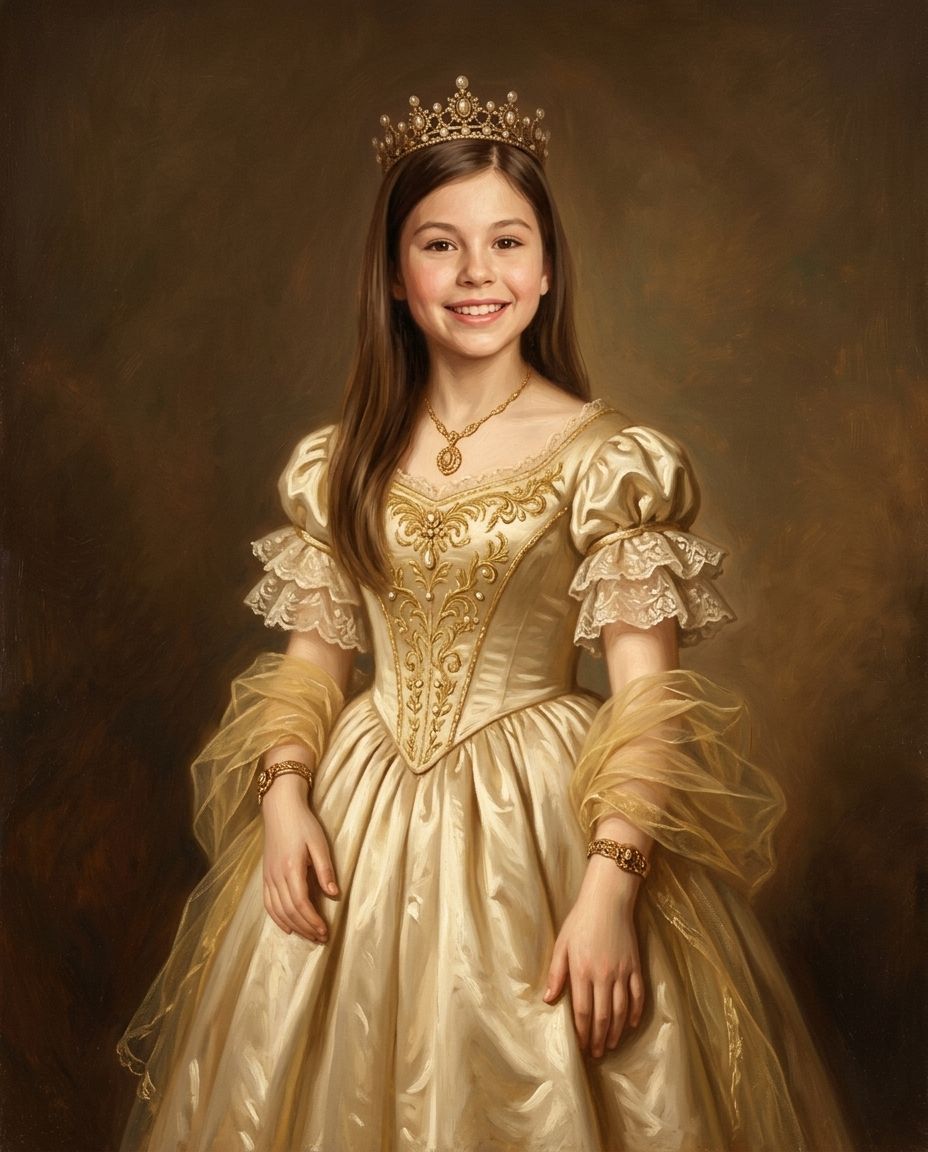 Royals in Gold – Çocuk kişiye özel portre tasarım örneği