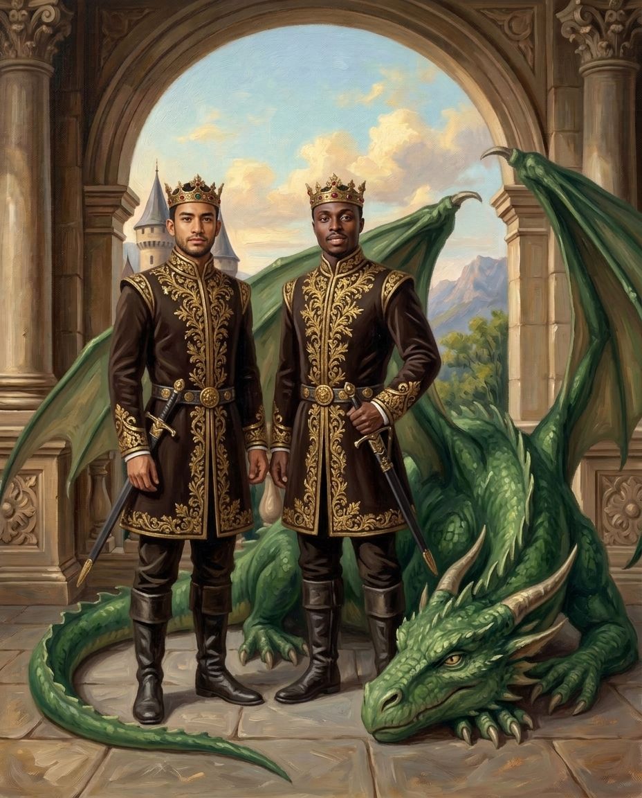 Fantasy Royalty – Erkek Çift kişiye özel portre tasarım örneği