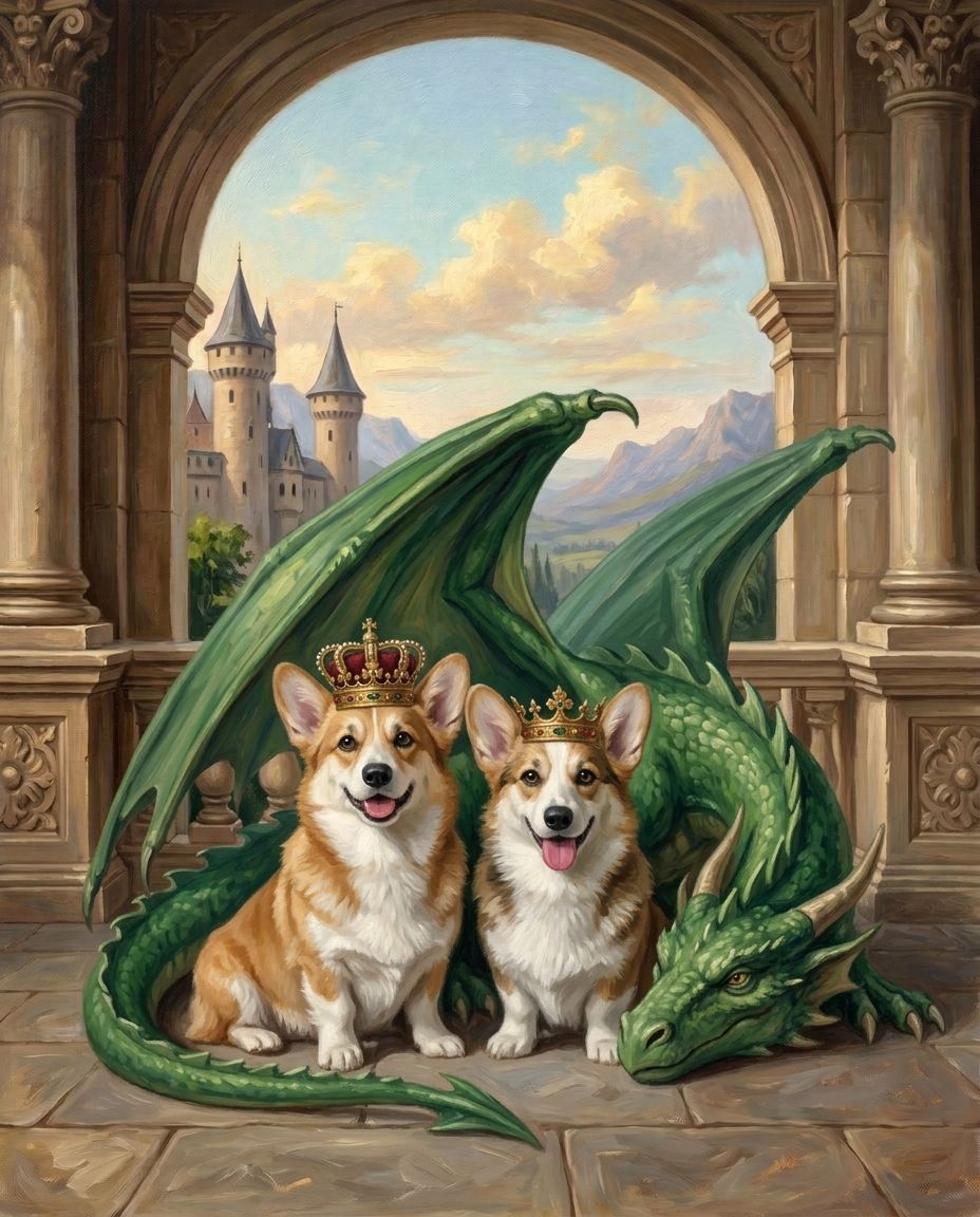 Fantasy Royalty – Evcil Dostlar kişiye özel portre tasarım örneği