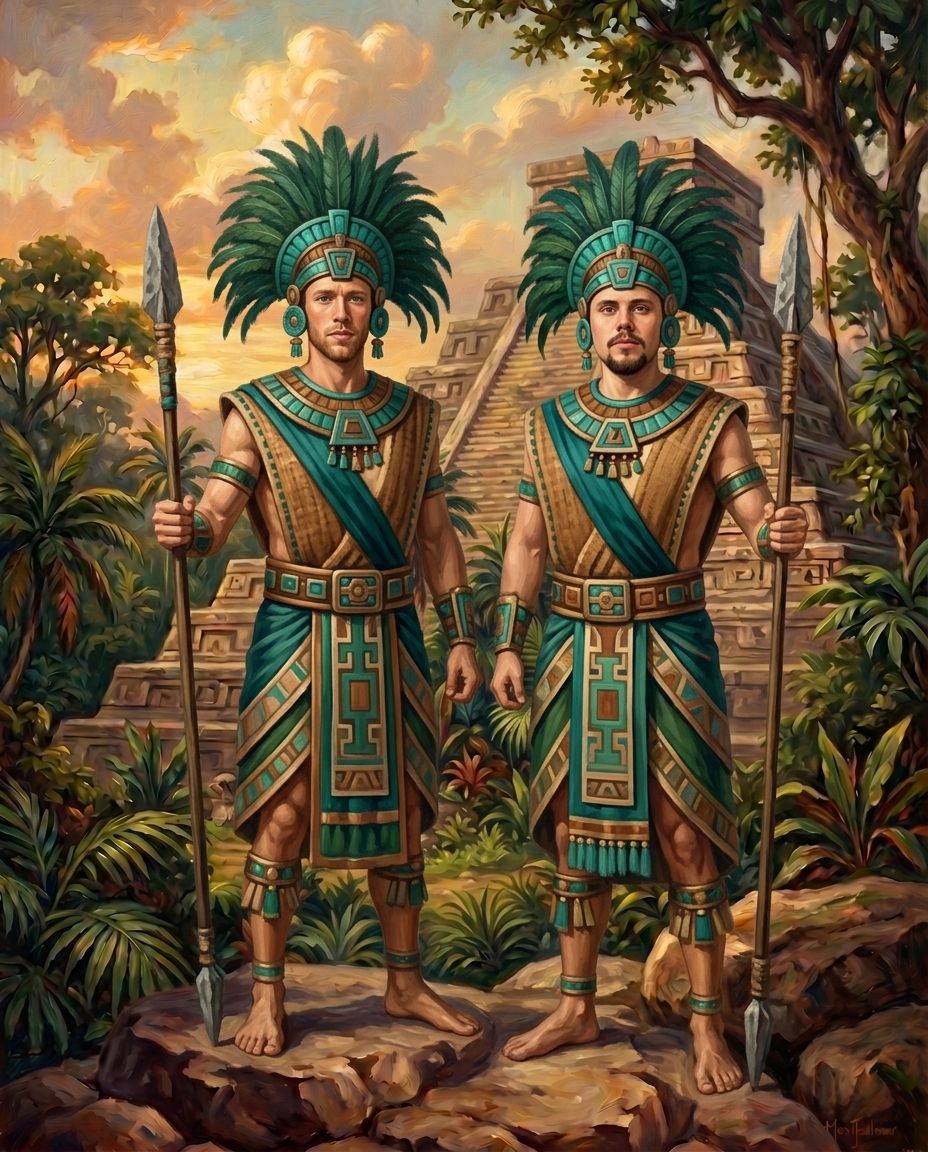 Aztecs – Yetişkin Erkek Kardeşler kişiye özel portre tasarım örneği