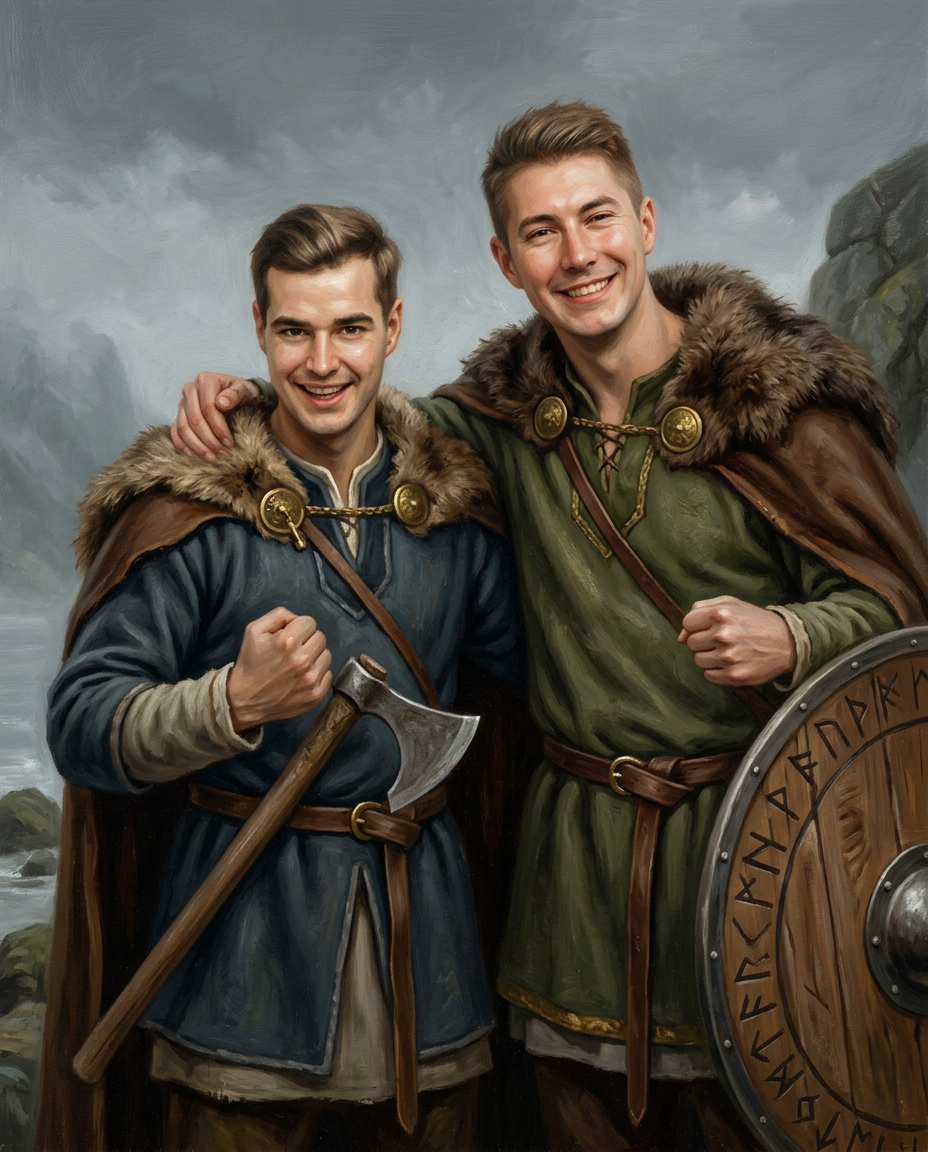 Viking – Erkek Çift kişiye özel portre tasarım örneği