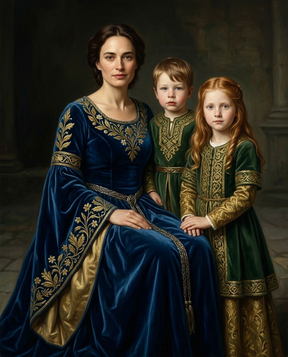 Medieval – Anne ve Çocuklar kişiye özel portre tasarım örneği
