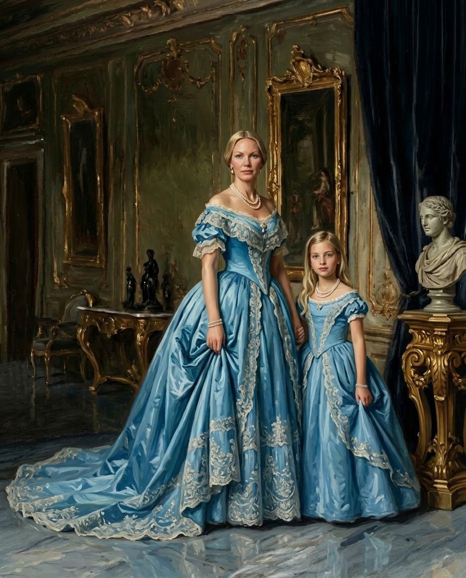 Sapphire Monarchs – Anne ve Çocuklar kişiye özel portre tasarım örneği