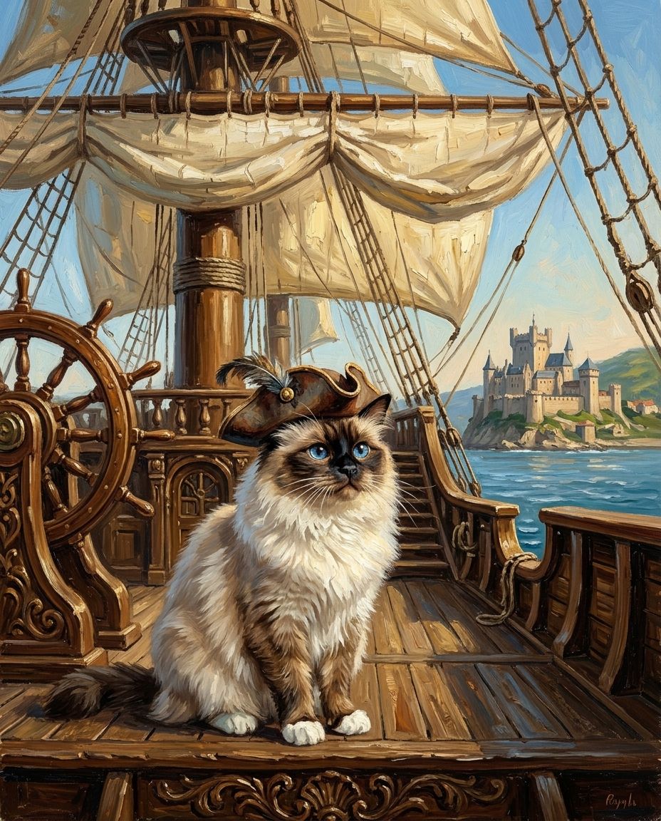 Royal Voyage – Evcil Hayvan kişiye özel portre tasarım örneği