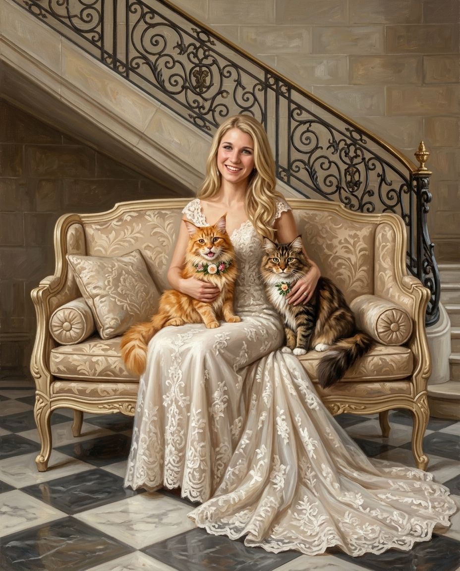 Marble & Lace – Kadın ve Evcil Dostlar kişiye özel portre tasarım örneği