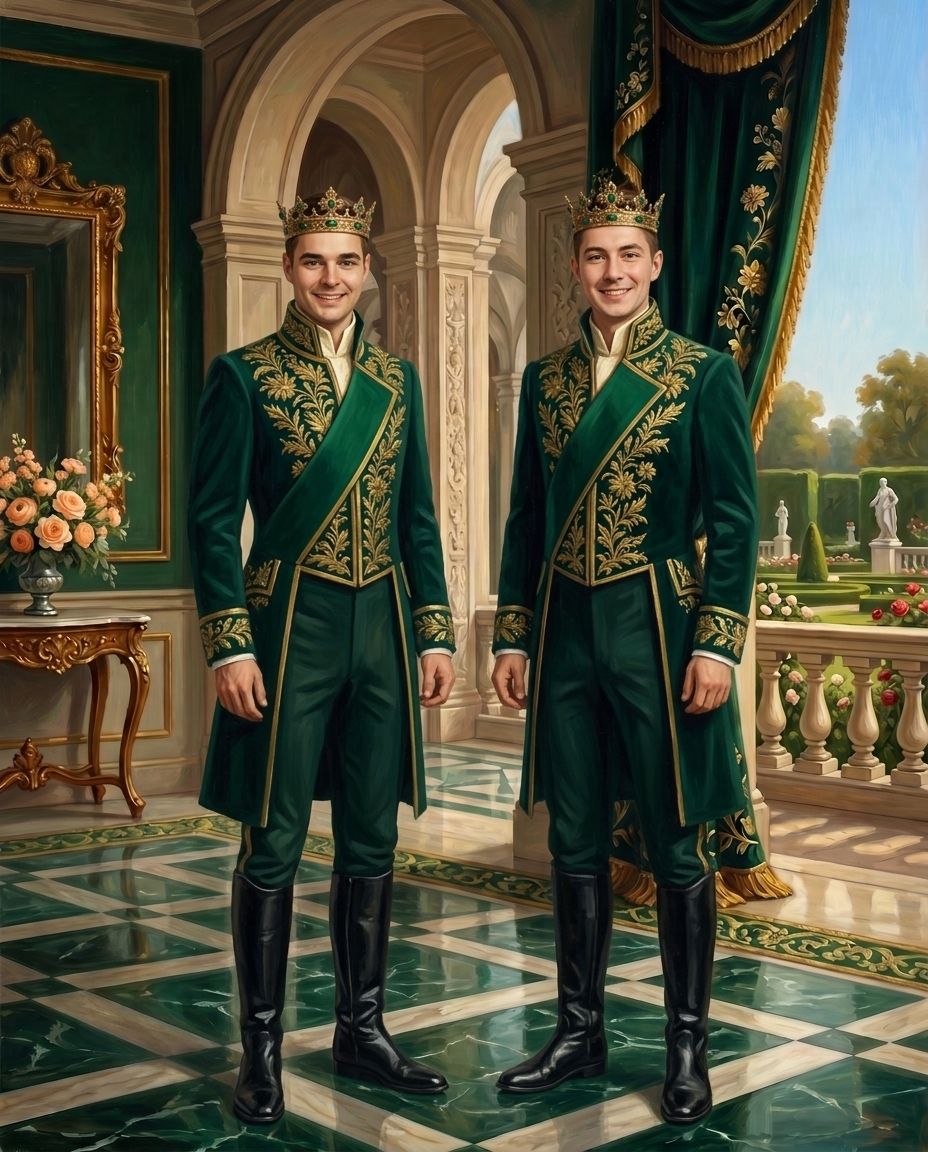 Emerald Imperials – Yetişkin Erkek Kardeşler kişiye özel portre tasarım örneği