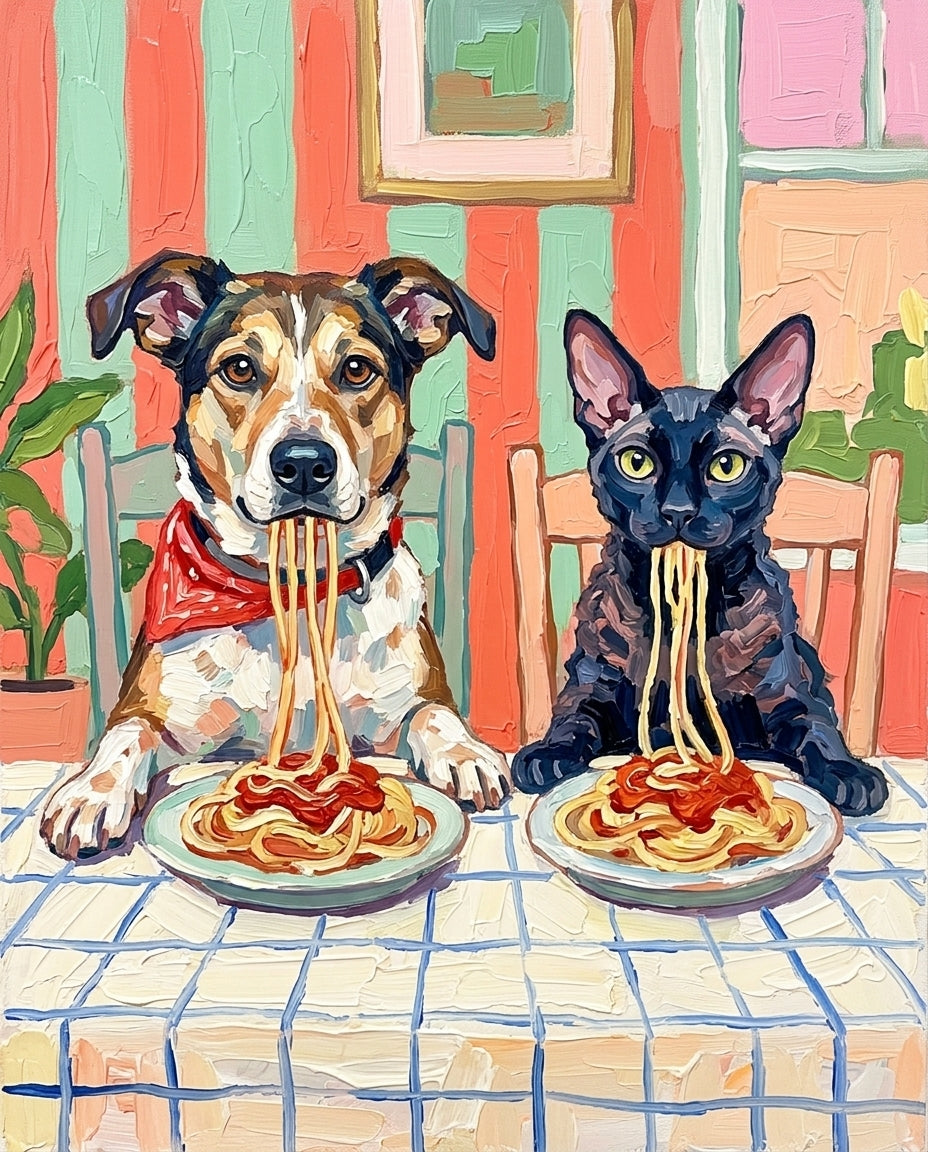 Table Manners – Evcil Dostlar kişiye özel portre tasarım örneği
