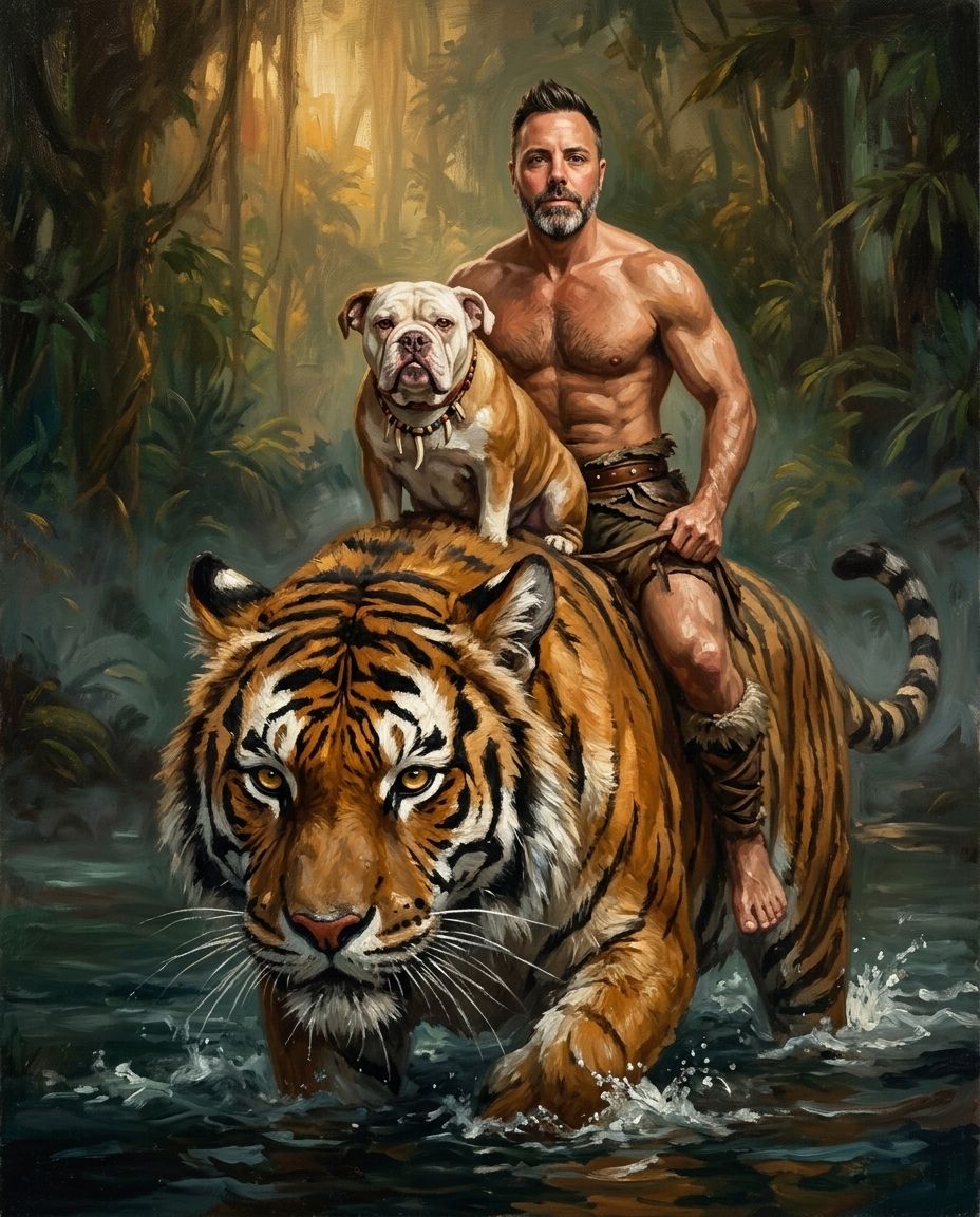 Beastmaster – Erkek ve Evcil Dost kişiye özel portre tasarım örneği