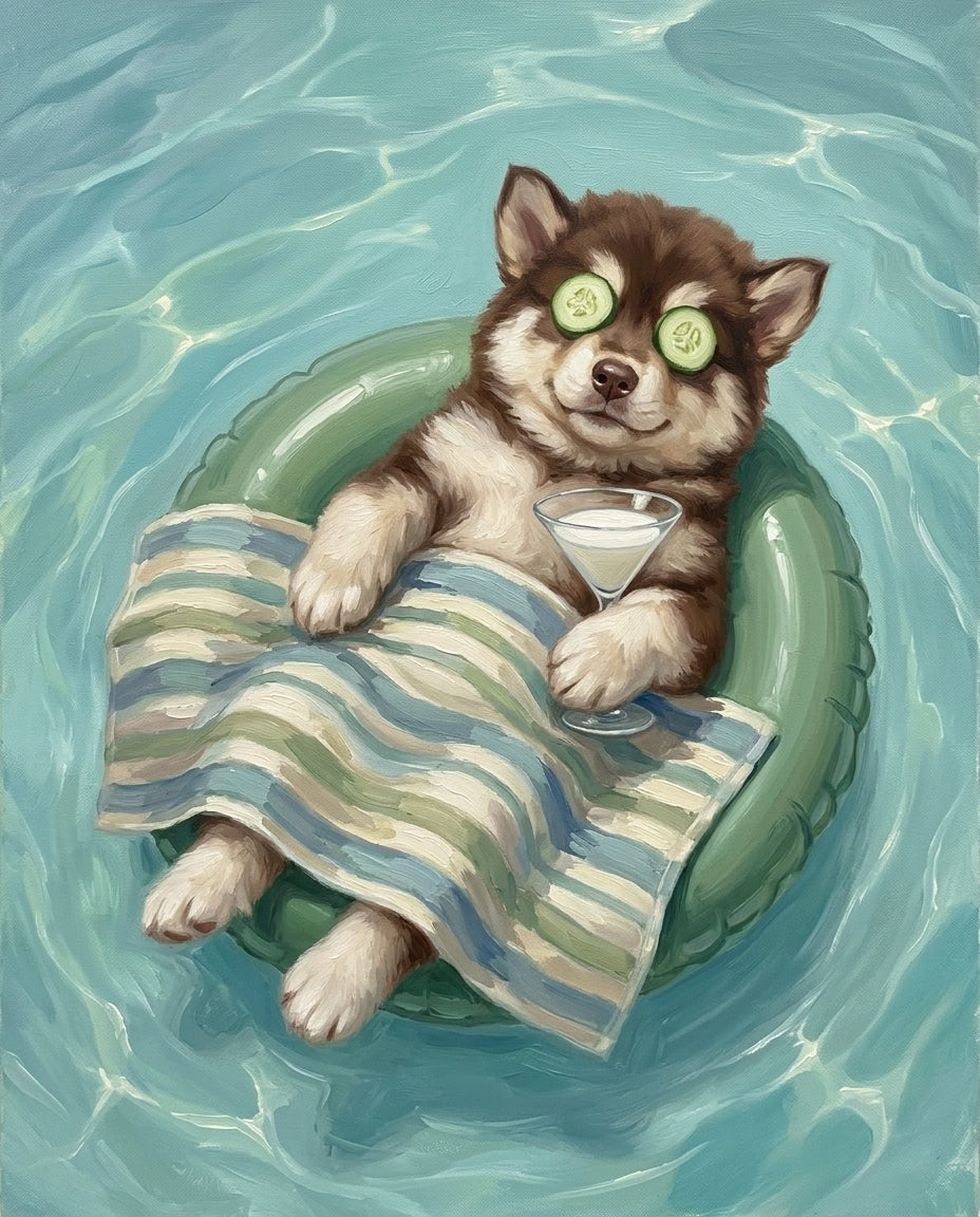 Lazy Float – Evcil Hayvan kişiye özel portre tasarım örneği