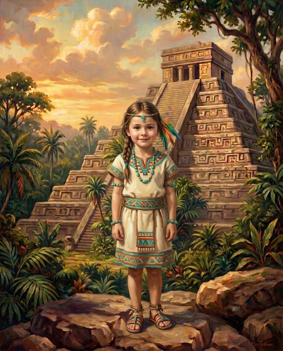 Aztecs – Çocuk kişiye özel portre tasarım örneği