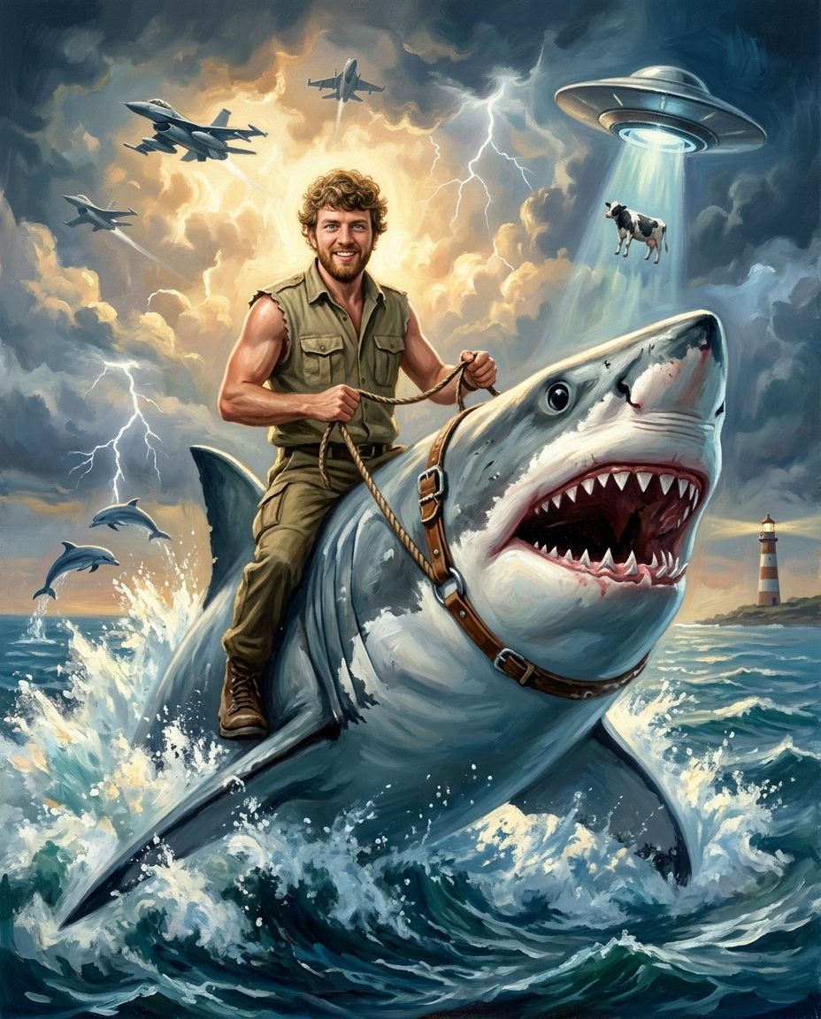 Shark Rider – Erkek kişiye özel portre tasarım örneği
