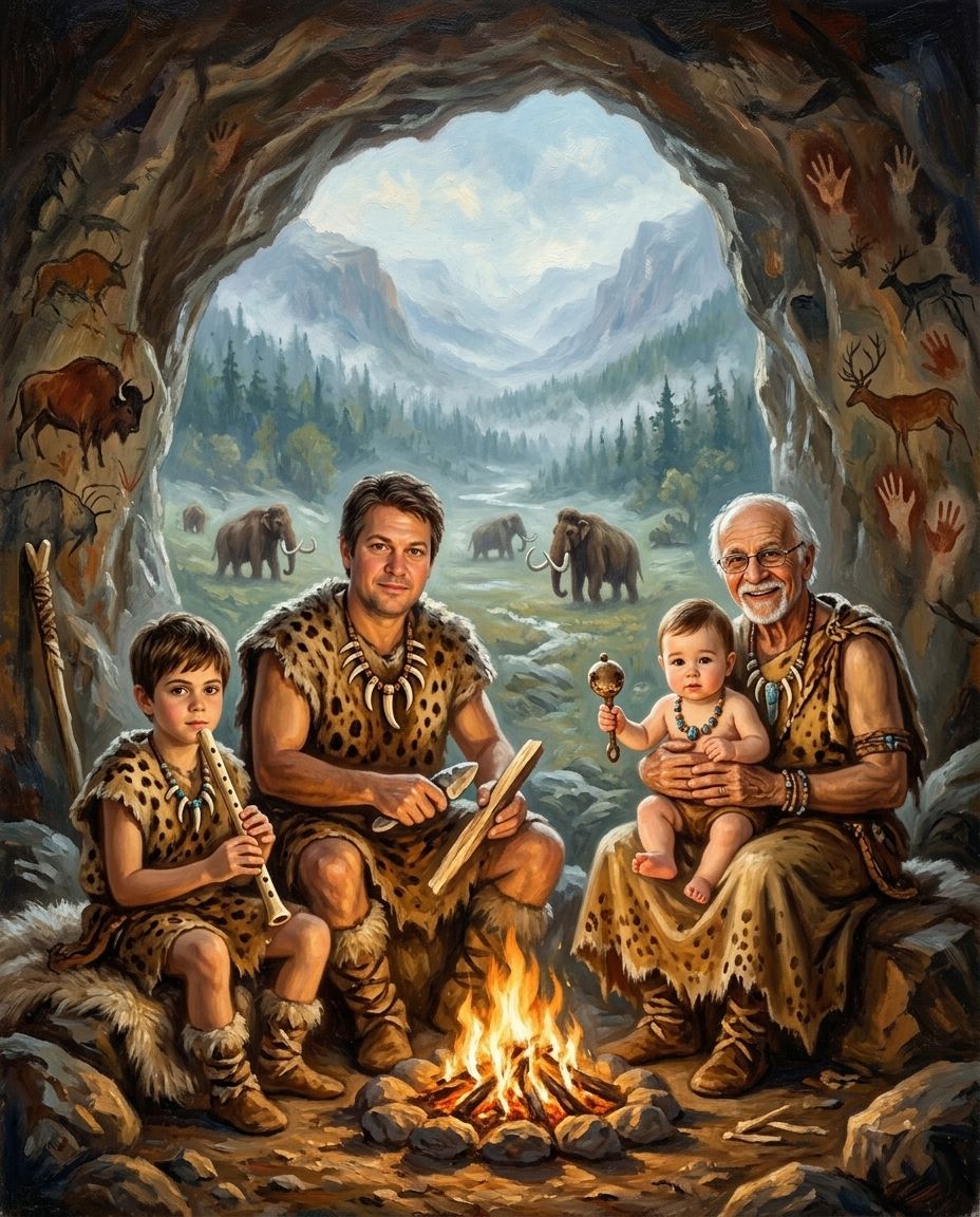 Cave Family – Erkek Kuşakları kişiye özel portre tasarım örneği