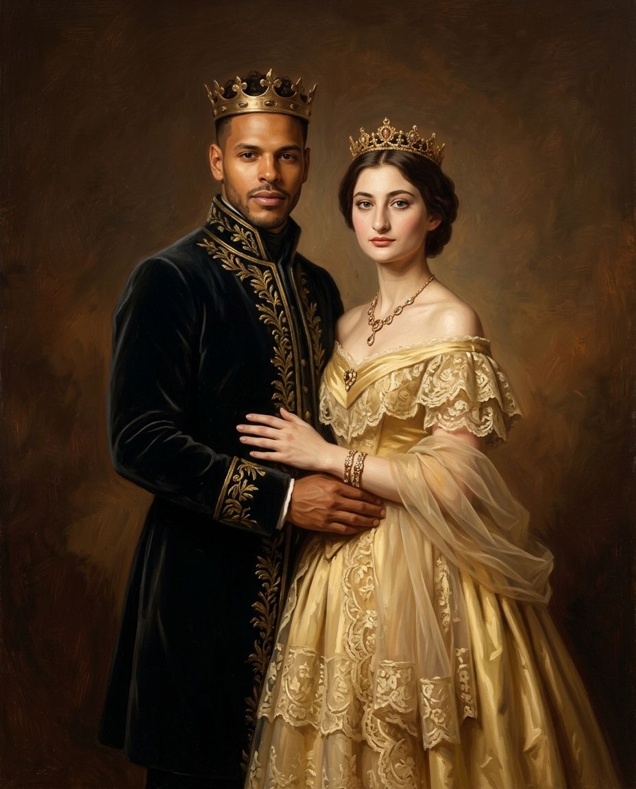 Royals in Gold – Çift kişiye özel portre tasarım örneği